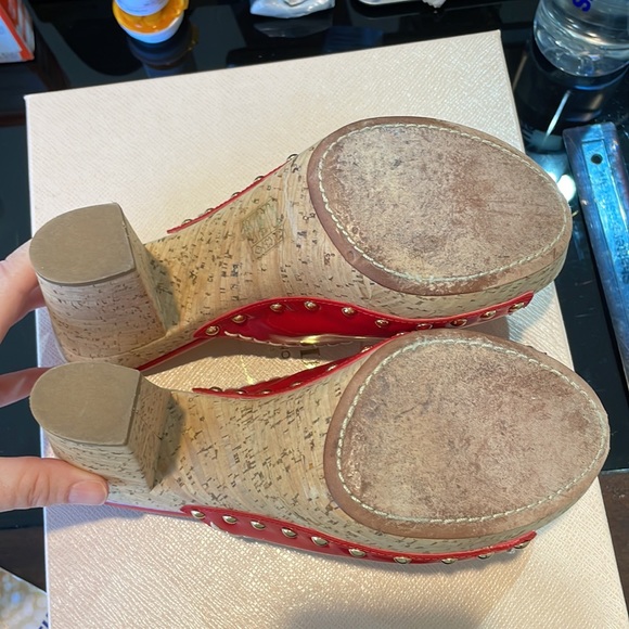 Prada Red Patent Leather cork wedges size 39 - Picture 7 of 10